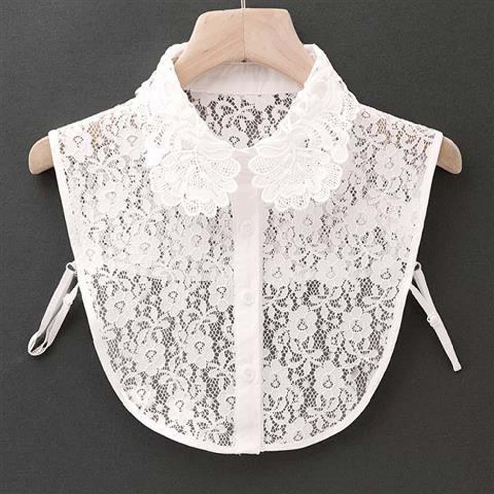 White Lace Fake Collar Black Vintage Shawl Detachable Front Tie Elegant False Two-piece Blouse Shoulders Fake Collar Ladies