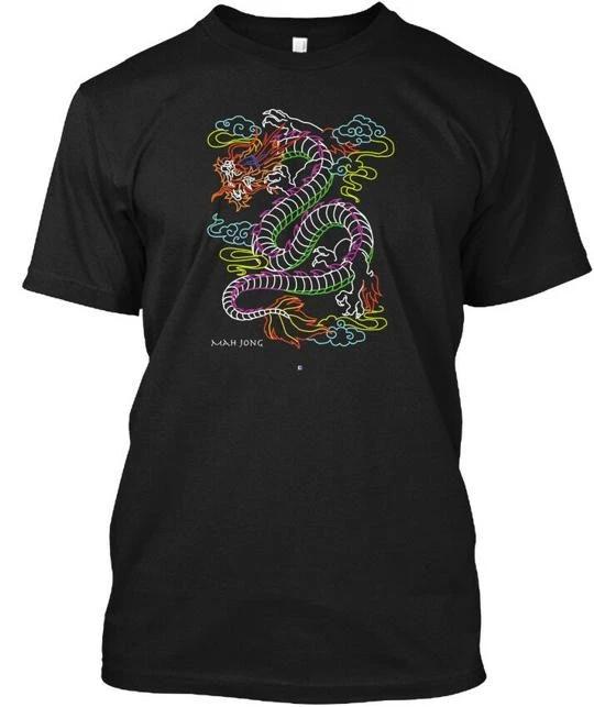 

Mah Jongg Dragon 100% Cotton T-shirt Mens Tees Top Made in the USA T-Shirt Tee Top Unisex 3XL