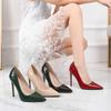 Embossed French girl high heels stiletto large size sexy bridesmaids wedding banquet pointed temperament women's shoes