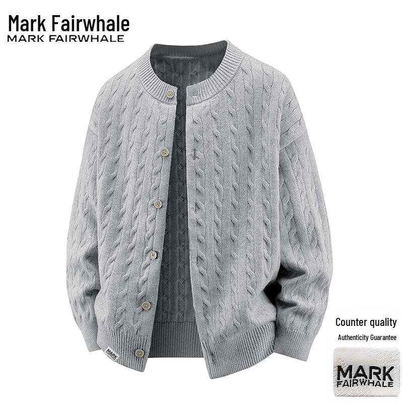 Mark Fairwhale Men's Round Neck Knit Cardigan Jacket
