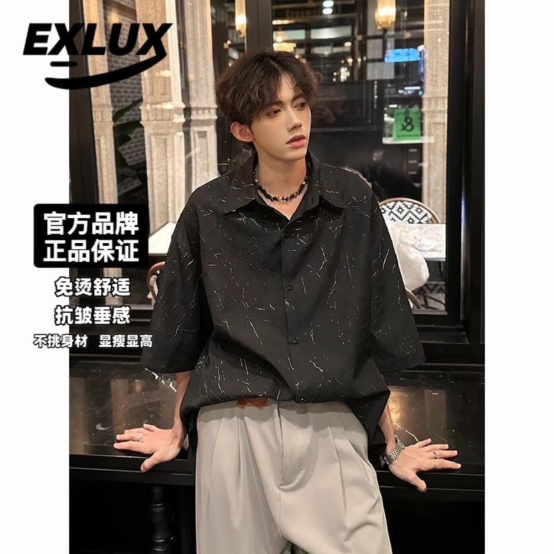 

British-style Men Short-sleeved Shirt Thin Summer 3XL білий