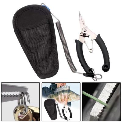 Fishing Pliers Cutter Fish Lip Hook Remover Tool with Lanyard Saltwater Equipment