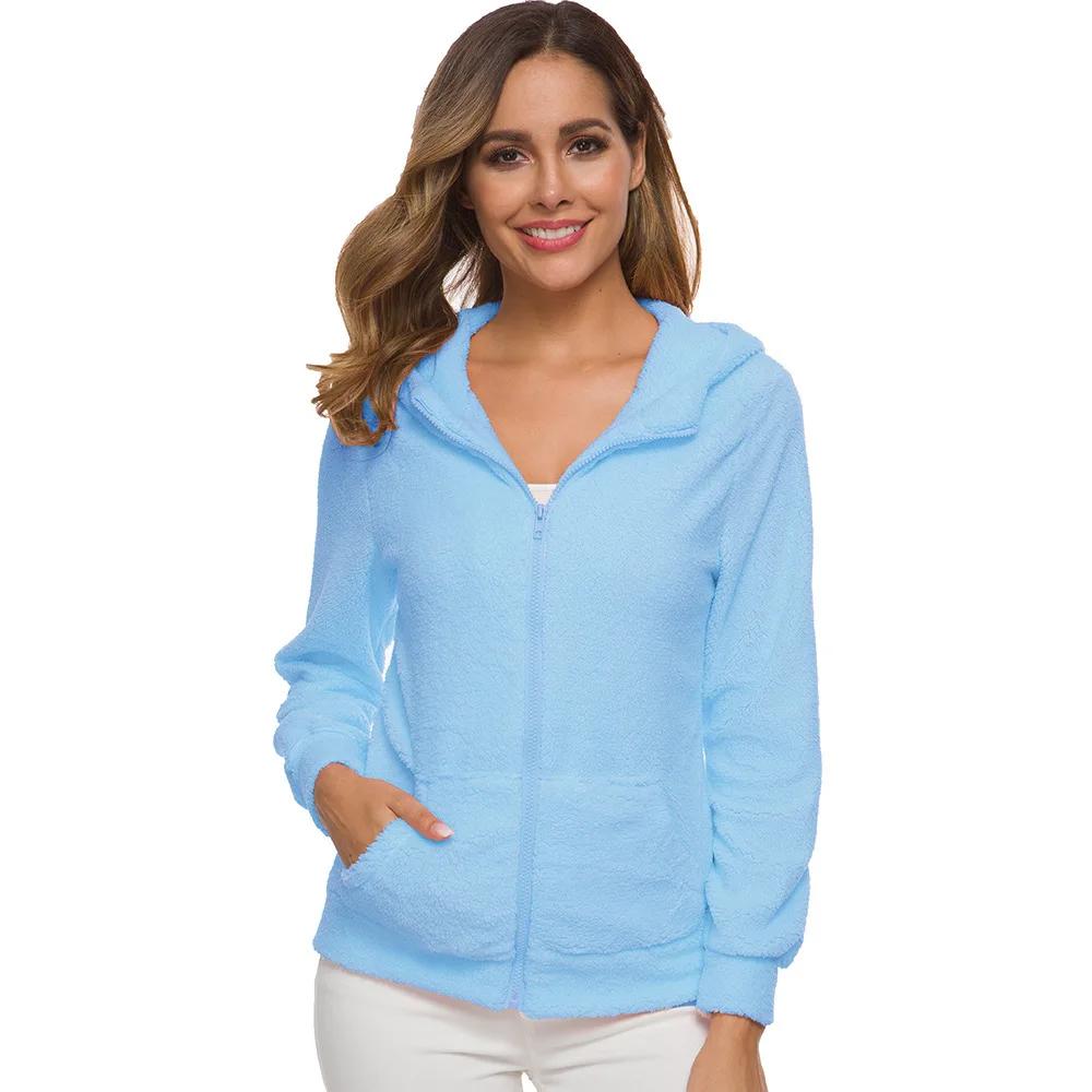Autumn Winter Warm Jacket Women Hoodie Hooded 2024 Casual Female Hoodies Sweatershirt Zipper Coat Solid Soft Fleece Women Coat