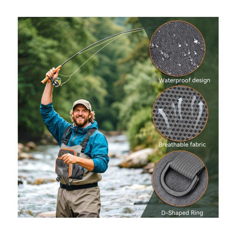 Gilet da Pesca a Mosca Borsa con Tasche e Scomparti Doppi per Scatole Organizzatore per Attrezzatura da Esterno Pescatori