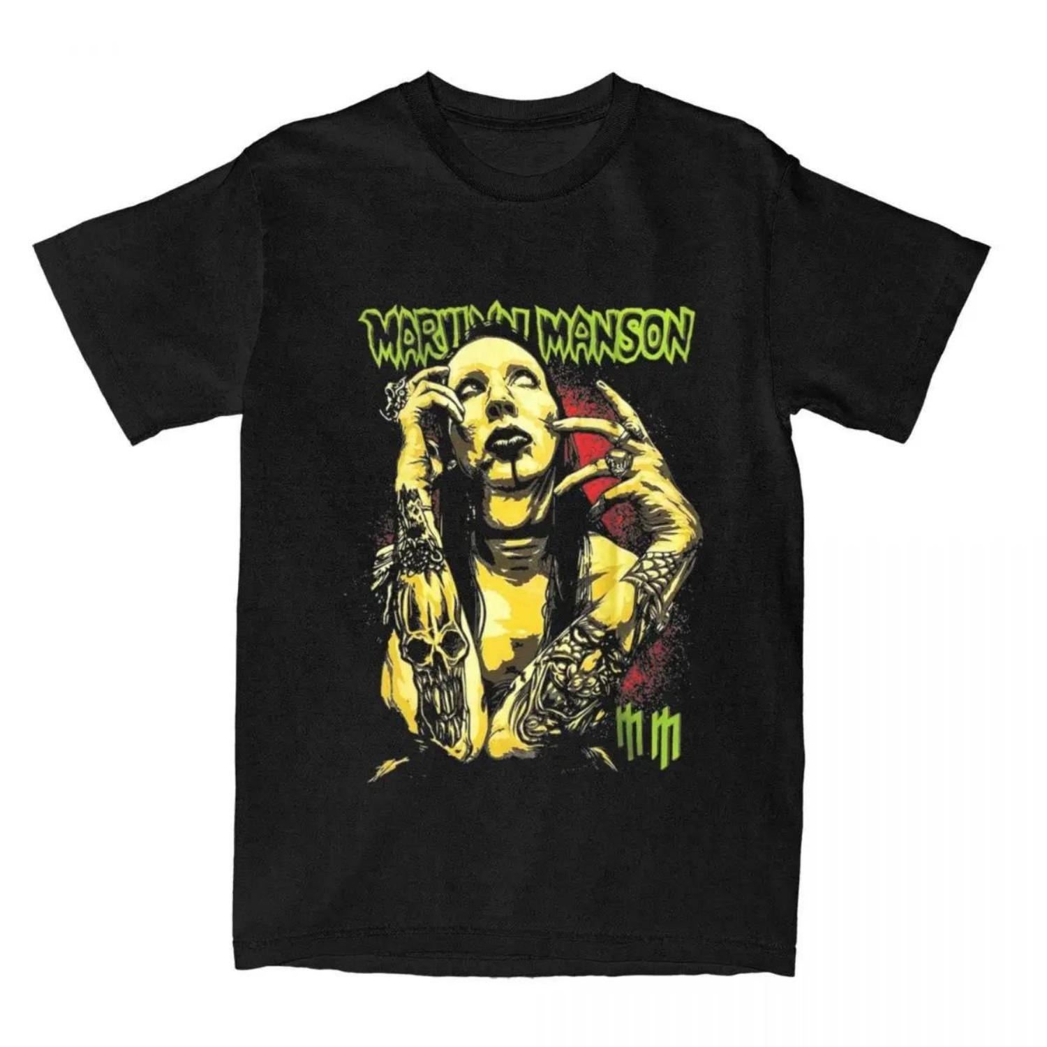 

Marilyn Manson Gothic Fans T Shirts Vintage Streetwear Leisure Short Sleeve Casual Men Women Amusing Harajuku Unisex Tops XXXXXL чорний