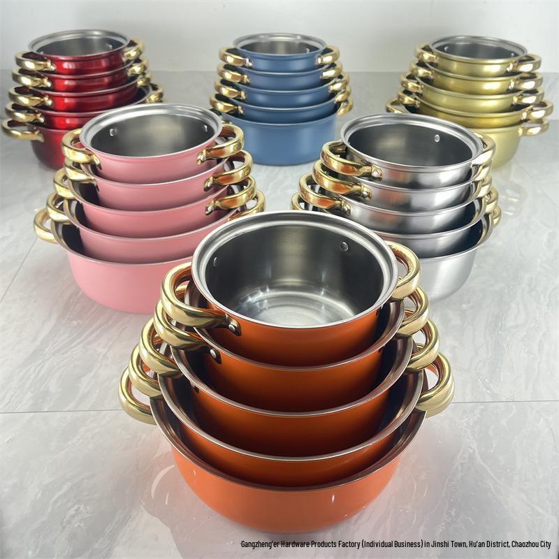 Grenzüberschreitendes 10-teiliges Edelstahl-Kochgeschirr-Set: Verdickte Milch- und Suppentöpfe, Ideales Geschenk