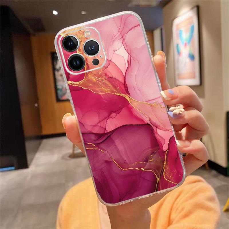 Phone Case Carcasa Funda For iPhone 16 15 13 14 11 12 Pro Max 16 14 12 13 Pro 15 Plus 16E Marble Case