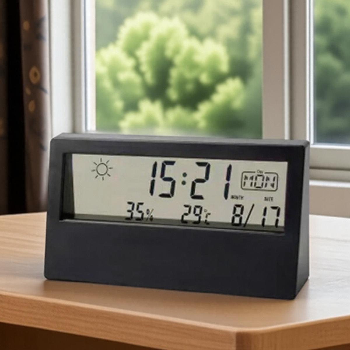

Mini LED Digital Alarm Clock with Backlight Snooze Mute Calendar Music Feature Stylish Desktop Clock for Home Decoration