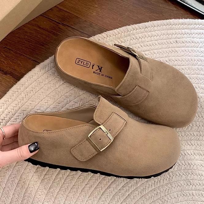 

Fashion and lightweight retro platform Birkenstocks women s outer wear heightening one pedal bag head slippers 40 хакі