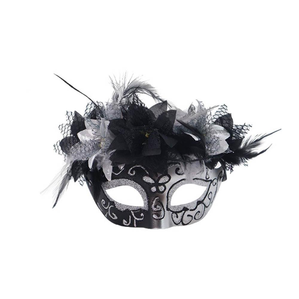 

Novelty Feathered Cosplay Mask Half Face Halloween Mask Masquerade Decoration Mask for Women Men серебряный
