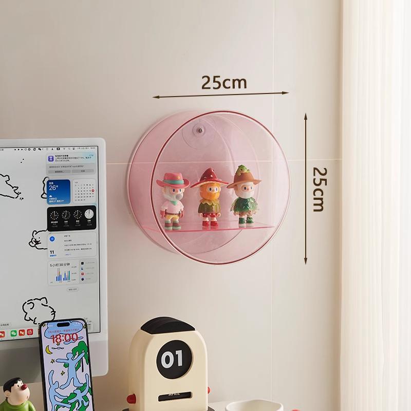 

Round Acrylic Wall Mounted Figurines Display Case,Display Cabinet Shelf for Collectibles,Storage Display Box for Pop Figures