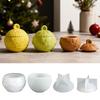 Christmas Ornaments Round Candle Jar Silicone Mold Diy Handmade Relief Snows Berry Ball Plaster Resin Storage Box Craft Molds