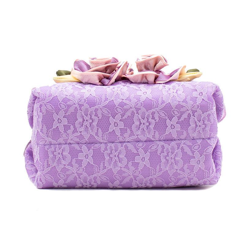 Women Summer Portable Cloth Bag Sweet Lace Flower Small Bag Zipper Mobile Phone Bag