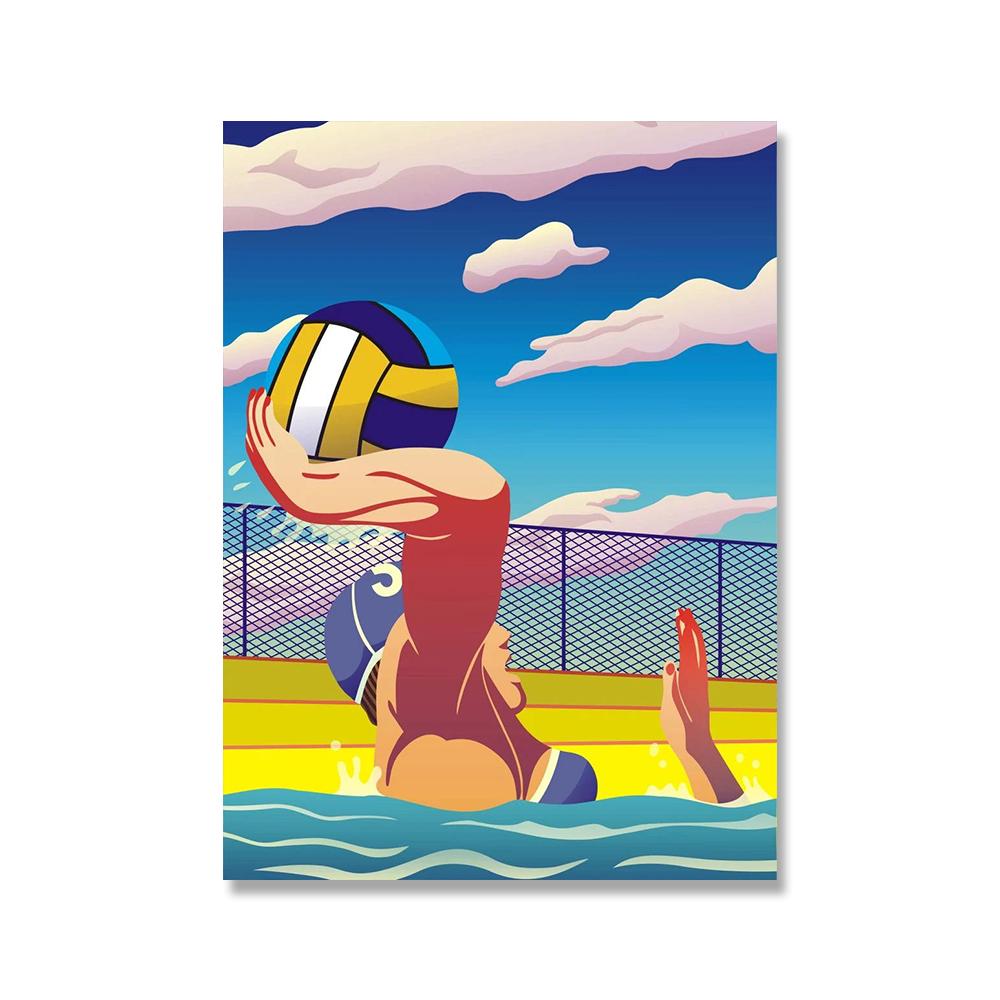 Summer Swim Abstract Wall Art Prints Nordic Poster Swimming Pool Aerial Photography Canvas Painting Picture Living Room Decor No Frame