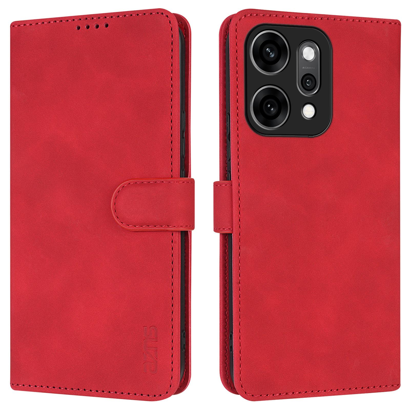 

AZNS For Oppo Reno14 5G (Global) Case PU Leather Wallet Phone Cover Red