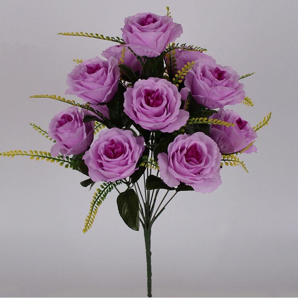 12 Heads Valentine's Day Flowers Mini Crystal Grass Bouquet Real Happy Silk Flower  Home Decorative