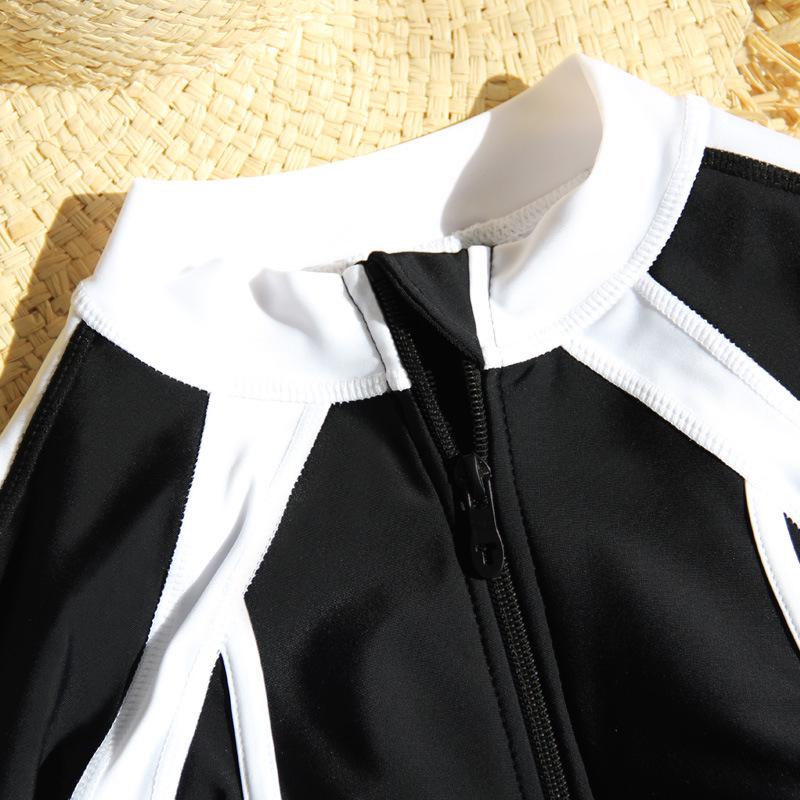 2026 Women's Long Sleeve One-Piece Swimsuit: Slimming, Tummy Concealing, Conservative Zipper for Surfing & Hot Springs