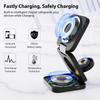 New Foldable 3 In 1 Wireless Charger Magnetic Portable Fast Charging Station Light Indicator Charging Dock Travel