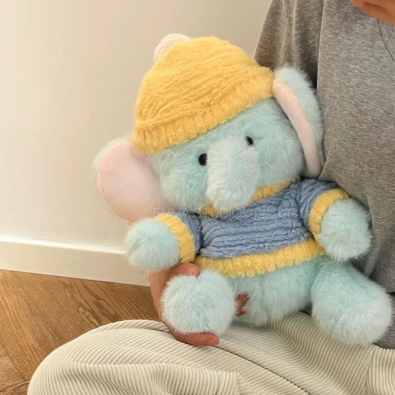 Popular Sweater Hooded Baby Elephant Plush Toy Super Soft Cute Girl Child Soothing Sleeping Doll Birthday