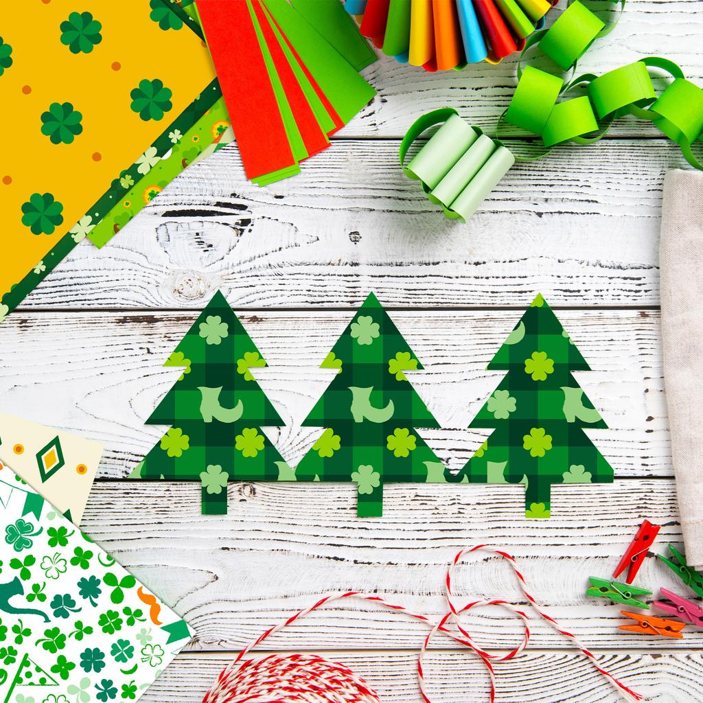 DIY12 Sheets/package of Small Flower St. Patrick's Day Material Paper Handbook Clipping Packaging Diy Material Paper