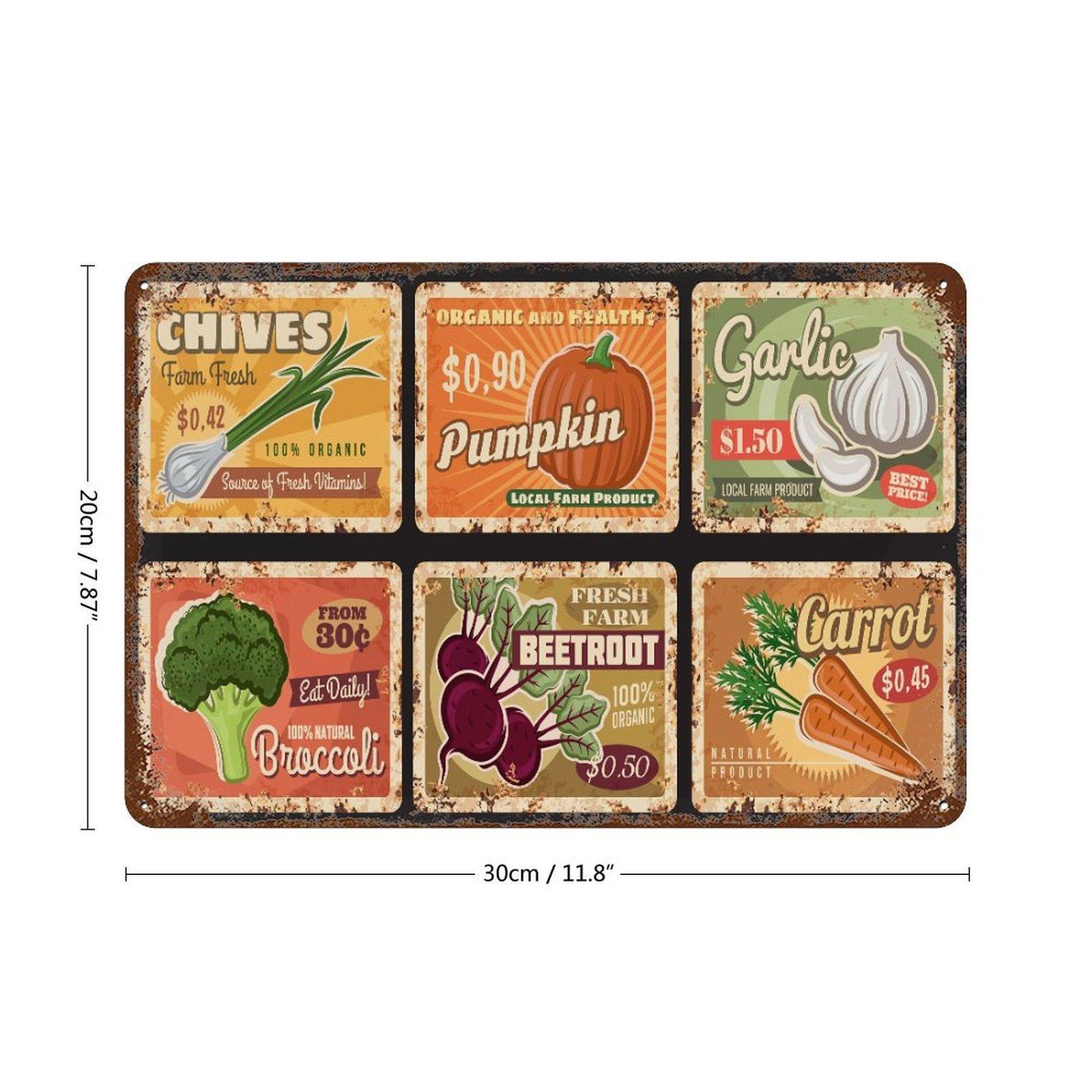 

1-Pack distressed rustic wall plaque metal, 20×30cm and 30×40cm, aged décor for kitchen, hallway or office 20*30CM