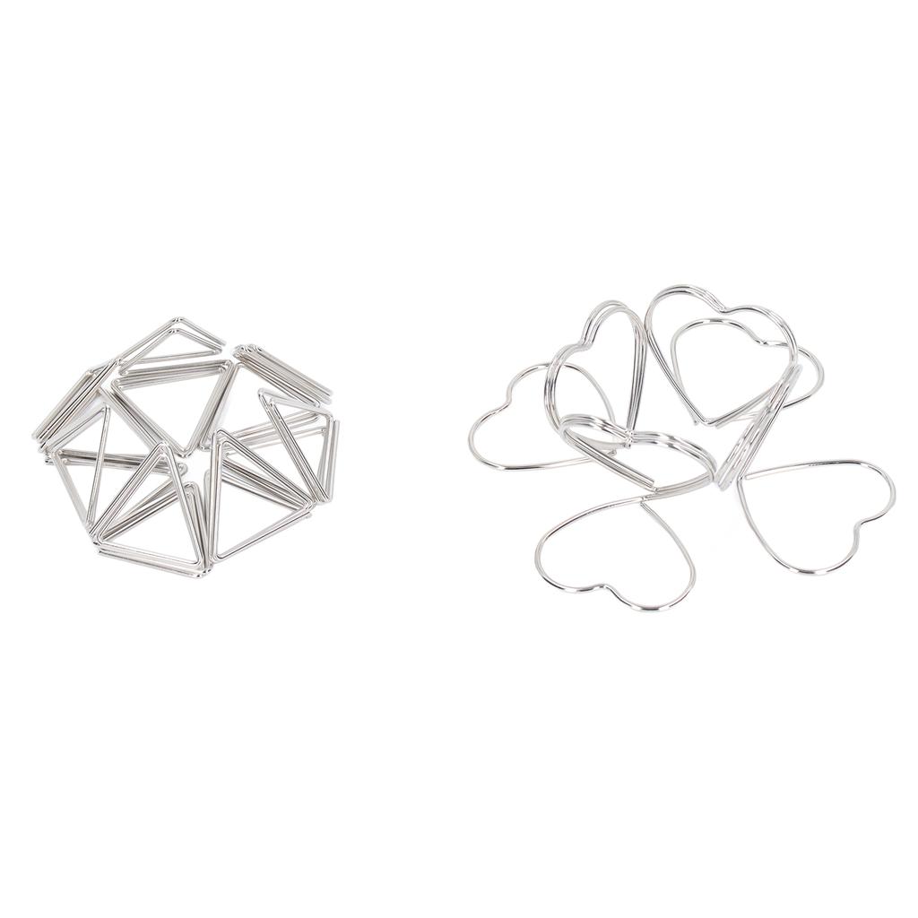 100pcs Paper Clips Set 50 Triangular 50 Love Heart Double Layer 3D Paper Clips Bookmarks for Students Teachers Coworkers
