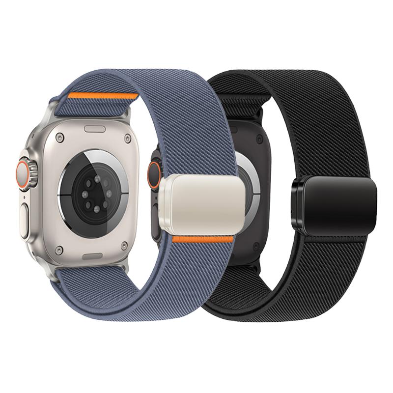3PCS Magnetic Straps For Apple Watch Ultra 2 Band 49mm 46mm 44mm 45mm 42mm Elastic Nylon Loop Bracelet IWatch Series 10 9 8 7 SE
