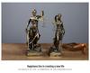 Bronze Goddess Themis Sculpture: Justice Law Scales Ornament for Lawyer's Office