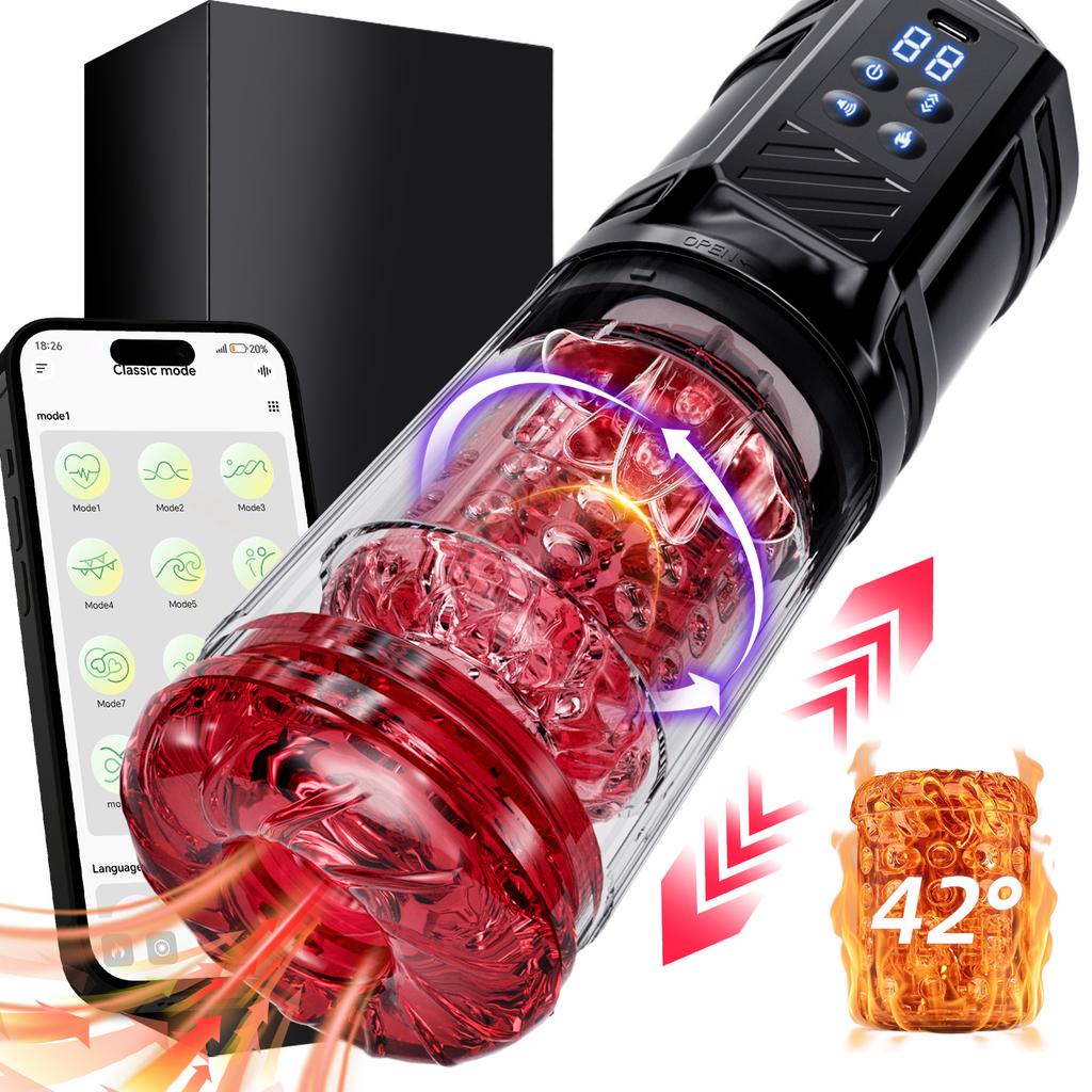 Male Automatic Masturbator Cup Thrusting Heating Rotating Pussy Licking Blowjob Sucking Machines Telescopic Sex Toy For Men