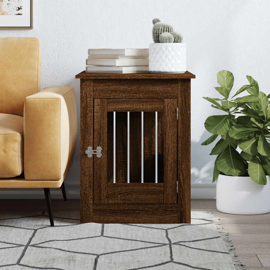 Vidaxl Dog Pen, Brown Oak, 55X80X68Cm, Wood-Based Material