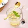 Glossy Metal Cutlery Tulip Shaped Stainless Steel Spoon, Long Handle Coffee Ice Cream 304 Spoon Dessert Serving with Hanging Hook, Kitchen Flatware