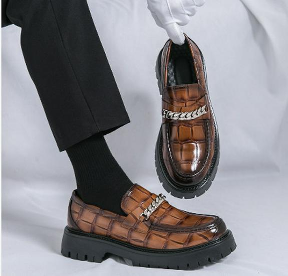 2025 British Style Plus Size Business Leather Shoes for Men - Height Increasing Thick-Soled Design