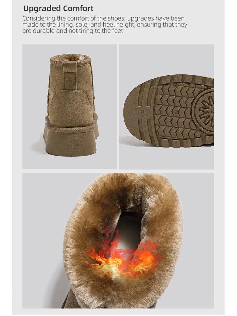 Women's Mid-Calf Fleece-Lined Winter Snow Boots with Thick Soles - G9902