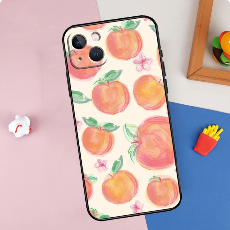 

Эстетичный чехол для телефона с розовыми персиками для iPhone 16 Pro Max 11 12 13 14 15 Pro Max Mini XR 16e 15 16 Plus Защитный корпус iPhone 12 mini