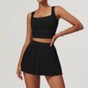 OEING Women's Breathable Yoga Fitness Vest & Skirt Set