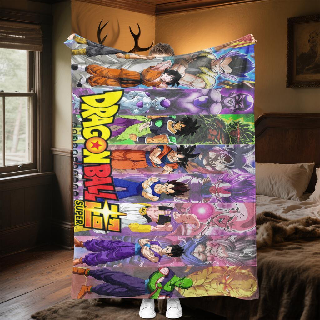 1 ks flanelová deka s potiskem DRAGON BALL, Vysoká kvalita, Pro všechna roční období, Domácí dekorace, Teplo a pohodlí, Perfektní jako vánoční dárky