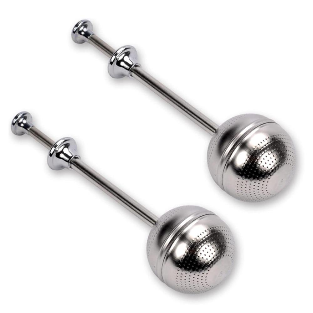 

2PCS Fine Mesh Tea Infuser Press Type Icing Dispenser Ball Long Handle Tea Strainer Ball Flour 2 Pcs