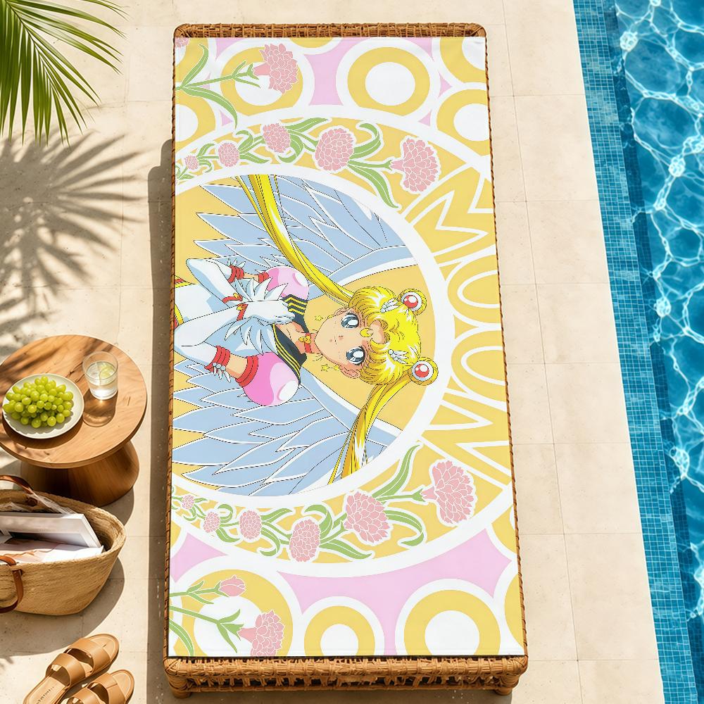 anime cartoon cute S-SailorS M-Moon FK Towel Pool soft Beach Towels Trip swim bath Towel Gym Spa home room Decor Holiday Gift