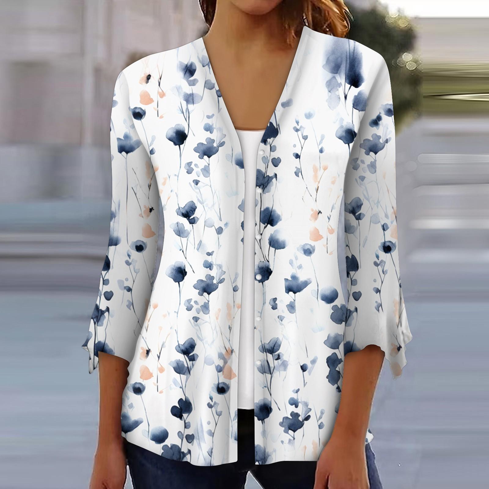 

Рубашки с рукавом 3/4 для женщин, свободная футболка с принтом, топы с v-образным вырезом и рюшами на рукавах XXXL