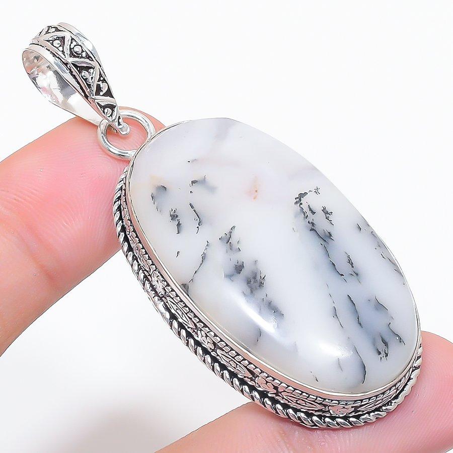 

Natural Dendrite Opal Gemstone 925 Sterling Silver Jewelry Pendant 2.56 E7k32