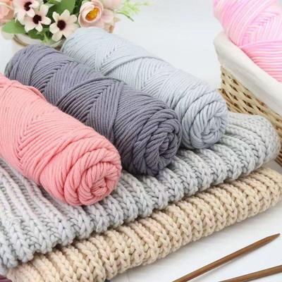 8-Strand Cotton Wool Yarn for Scarf DIY - Thick, Soft Thread with Silk Elements