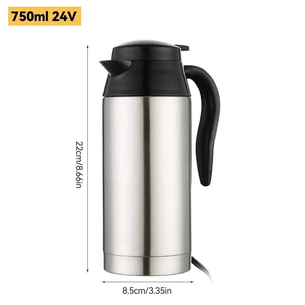 

750/1000 мл 12 В/24 В универсальный автомобильный электрический чайник для подогрева воды из нержавеющей стали для бутылок, быстрое кипячение, сохранение тепла