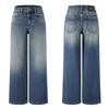Womens High-Waisted Wide-Leg Denim Pants 2026 Washed Straight Cut Casual Trousers