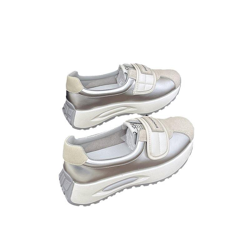 Thick-soled heightening single shoes women's spring 2025 new heightening breathable Velcro sports and leisure shoes nis versatile