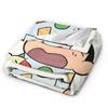 Cartoon Crayon Shin chan Knitted Blanket Fleece  Soft Throw Blankets for Outdoor Travel Bed Rug