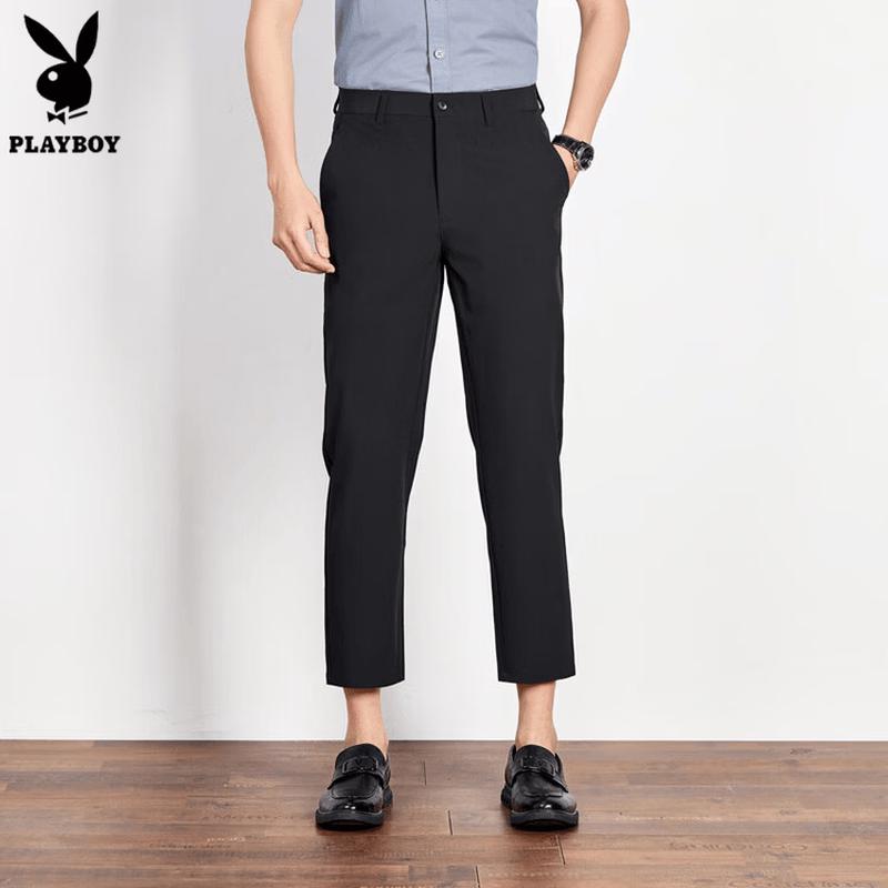 PLAYBOY Men s Silk Blend Cool Business Casual Cropped Trousers 30