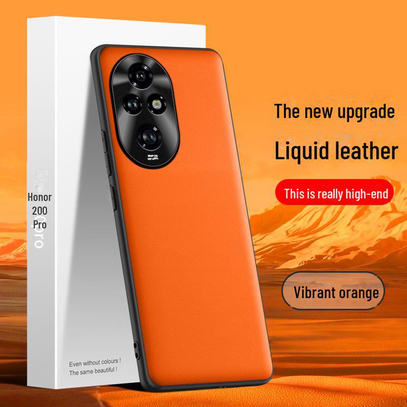 Honor 200pro Liquid Leather Case: Anti-Fall & Anti-Fouling Protection