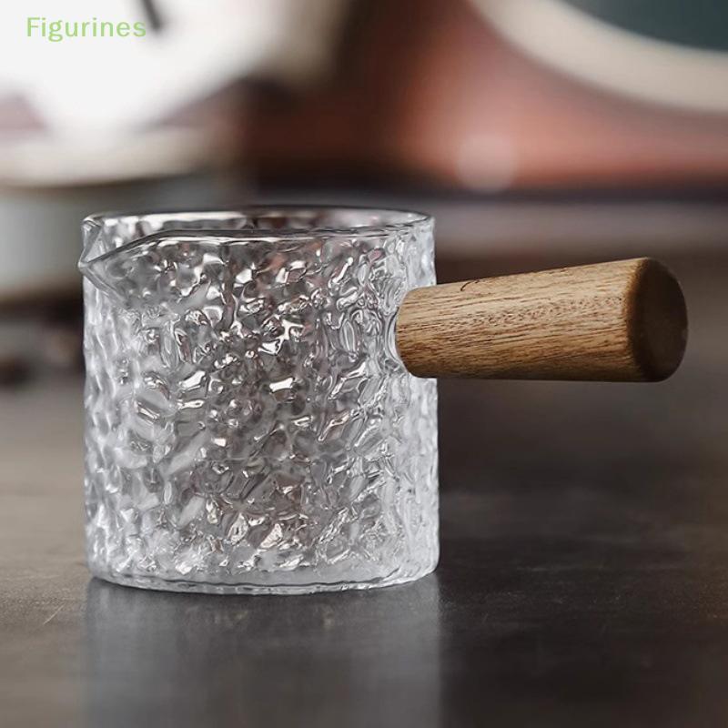 1pcs Wood Handle Glass Espresso Measuring Cup DIY Milk Jug Coffee Supplies Transparent Kitchen Measure Mug