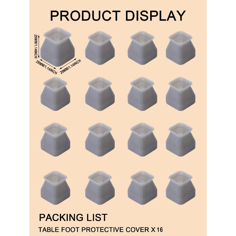 8/16Pcs Anti-slip Chair Leg Caps Silicone Table Cover Feet Pads Floor Protectors Furniture Accessories