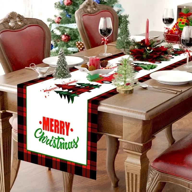 Heiß verkaufendes Weihnachts-Elch-Kiefer-Tischfähnchen Heimdekoration Stoffdruck Wärmeisolierung Leinen-Tischdecke